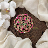 Vriksham Floral Jada Billa in 1 Gram Gold with Kemp Stones-Red Green-G19632
